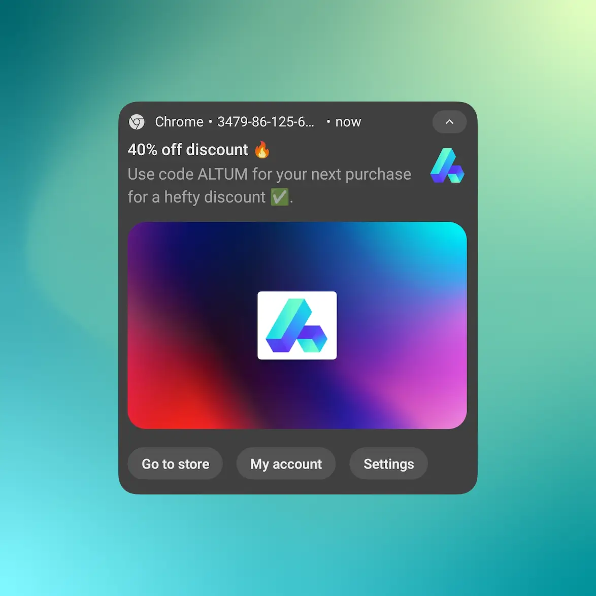 Screenshot of the app sending Vision Web Notify